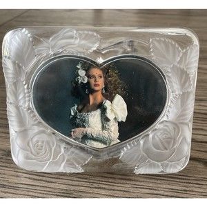 Frosted Heart Roses Clear Glass Picture Frame Studio Nova Japan Vintage NOS